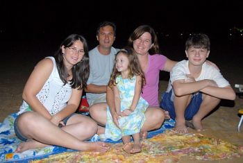 família a espera dos fogos na praia de Camburi