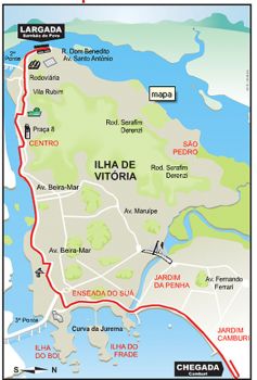 Mapa do percurso Meia Maratona de Vitória