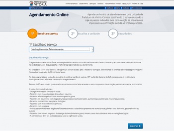 Agendamento Online para Vacinação contra a Febre Amarela