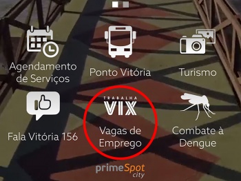 Tela do Aplicativo Vitória On Line destacando o Trabalha VIX