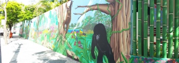 Fachada em grafite na Emef Elzira Vivácqua