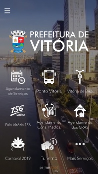 Tela inicial do aplicativo Vitória Online