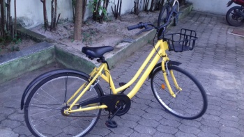 Bicicleta de aplicativo Yellow danificada apreendida pela Guarda