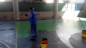 Pintura da quadra da Interativa em Antônio Honório