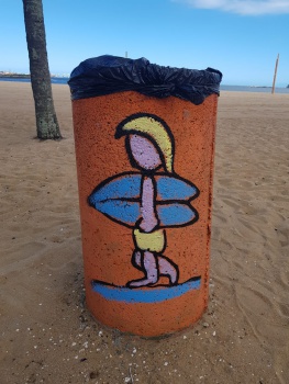 Lixeiras da capital ganham cores e formas nas mãos do artista Claudio Tripa