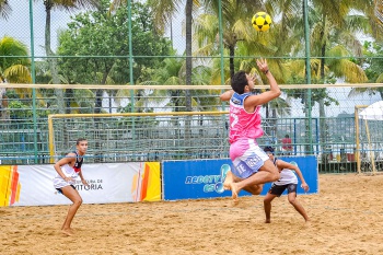 Desafio Nacional de Futevôlei com as duplas Lacraia/Diego, do Espírito Santo versus Belo/Guilherme, de São Paulo