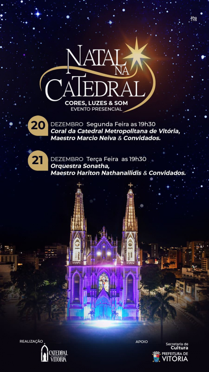 Natal na Catedral acontece na próxima segunda (20) e terça (21) às 19h30