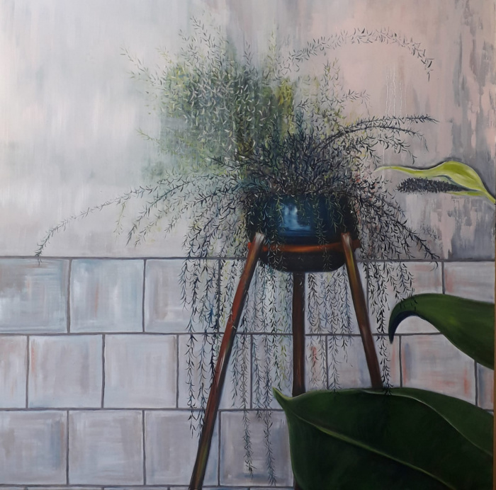 Exposição apresenta grandes pinturas em óleos sobre tela de 100 cm x 100.