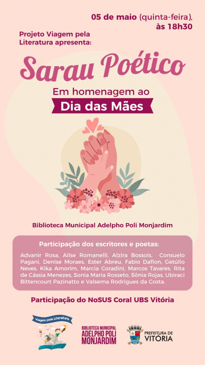 Sarau Poético acontece na próxima quinta-feira (5).