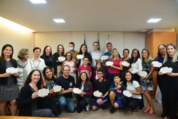 Recepção dos professores que receberam o premio "Escola que Colabora