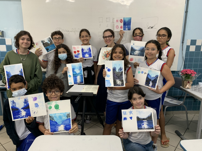 Oficina de aquarela com estudantes de altas habilidades e/ou superdotação