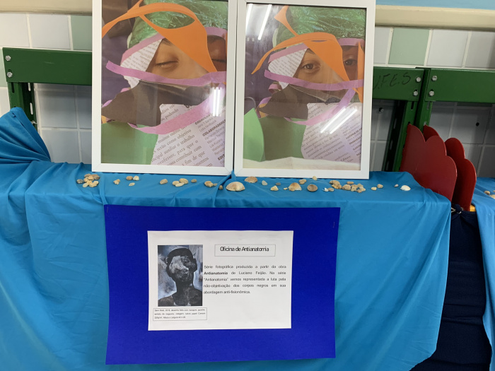 Exposição "Antirracismo na Arte" na biblioteca da Emef Experimental de Vitória-Ufes