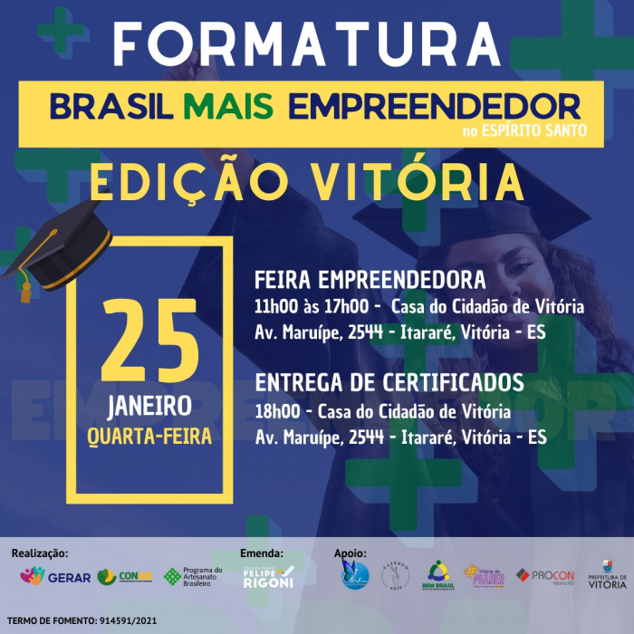 Convite para a Feira Empreendedora e entrega dos certificados do Brasil Mais Empreendedor