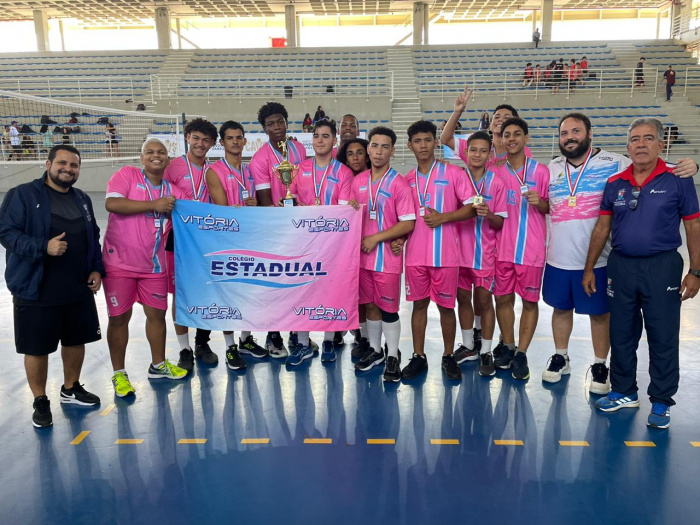 Joevi 2023 time de vôlei do Colégio Estadual, vencedor da categoria Juvenil