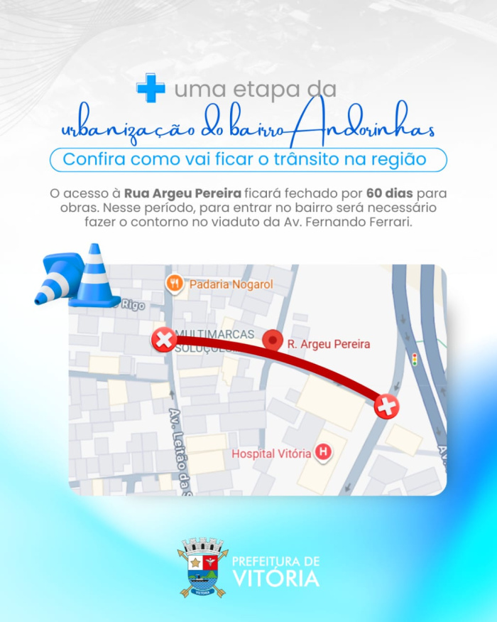 Veja interdição para obras de urbanização em Andorinhas