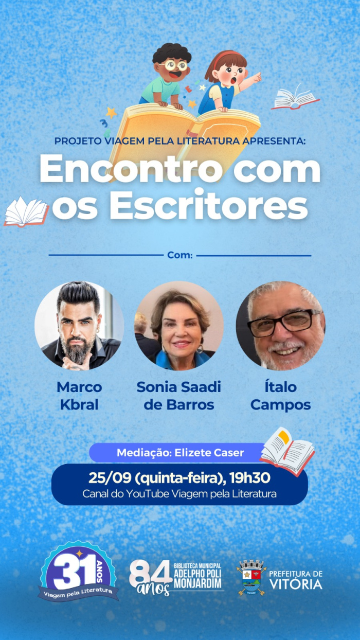Atividade gratuita integra ações do projeto Viagem pela Literatura.
