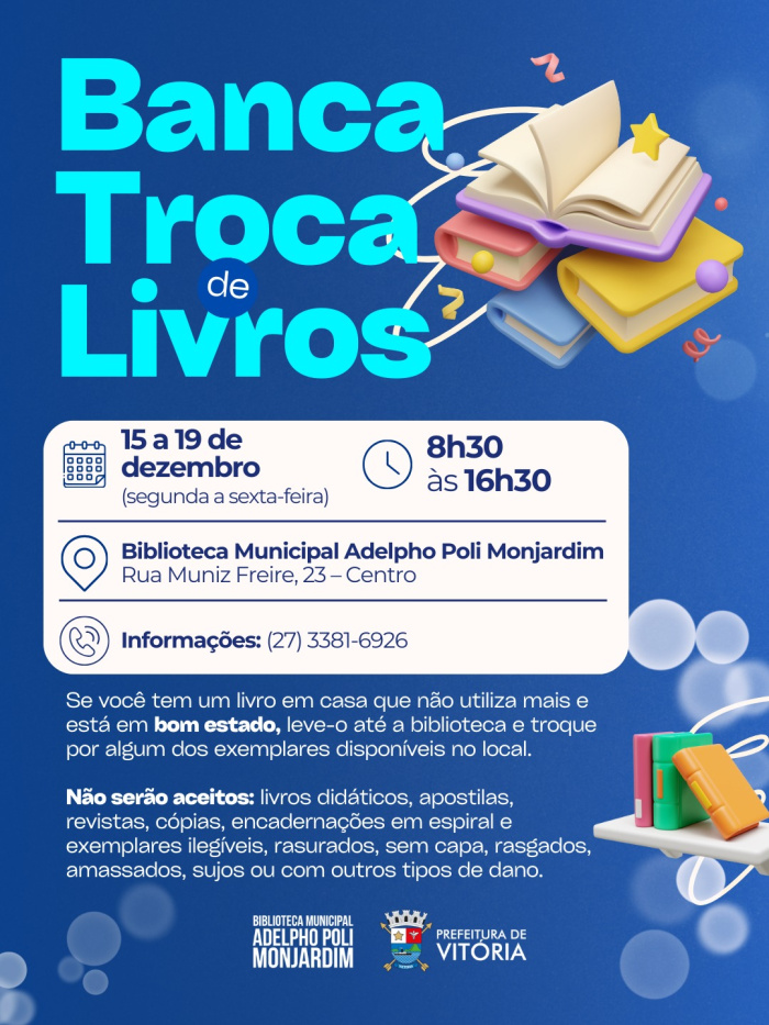 Em dezembro público poderá trocar um livro por dois.