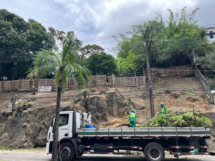 Ação de limpeza em encosta da avenida Maruípe