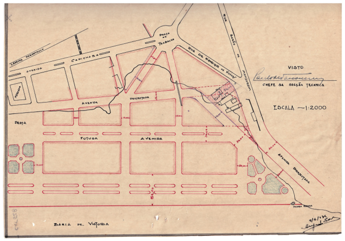 Projeto da Esplanada Capixaba com a linha do mar. 1934