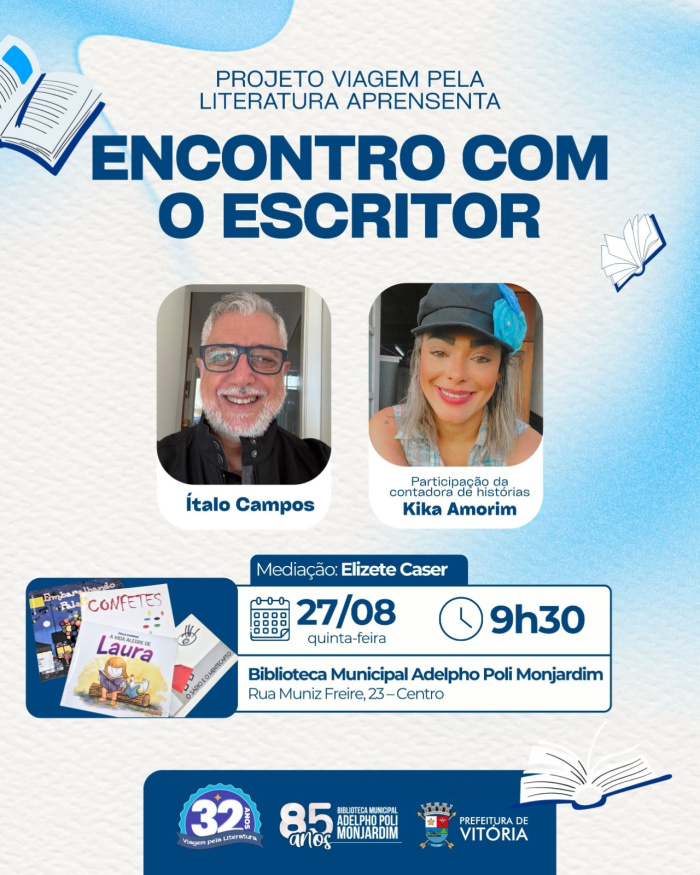 Viagem pela Literatura promove encontro sobre leitura, escrita e criação na Biblioteca Municipal de