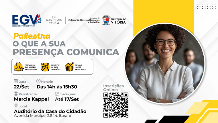 cartaz palestra o que a sua presença comunica