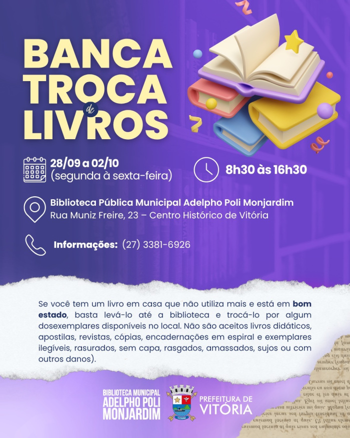 Banca Troca de Livros incentiva leitura e circulação de histórias na Biblioteca de Vitória